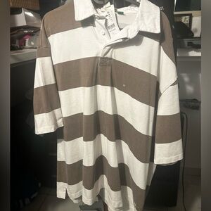 Guess oversized shirt, size medium, brown and white stripes